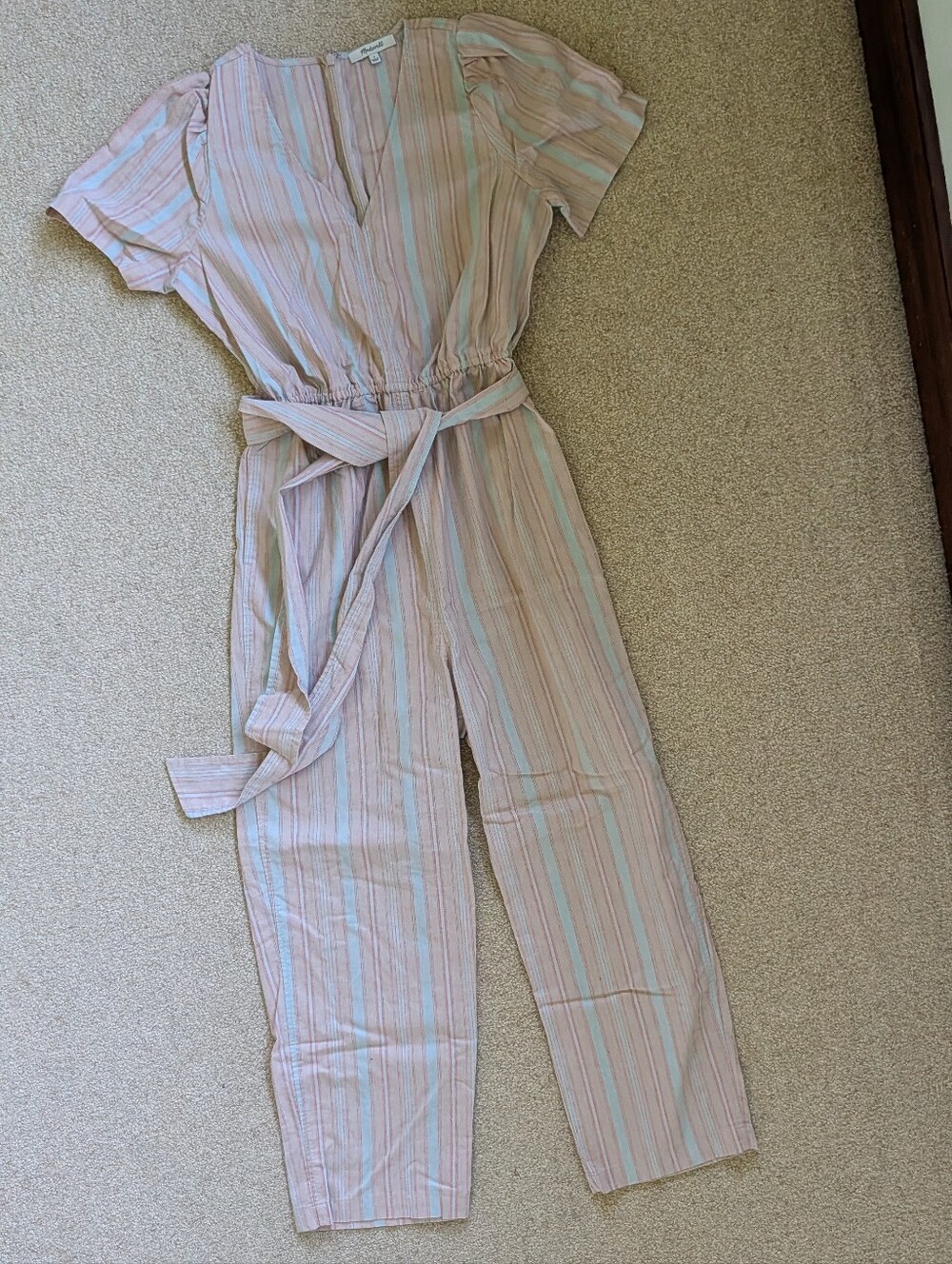 Madewell Blue And Pink Striped Jumpsuit Size 2